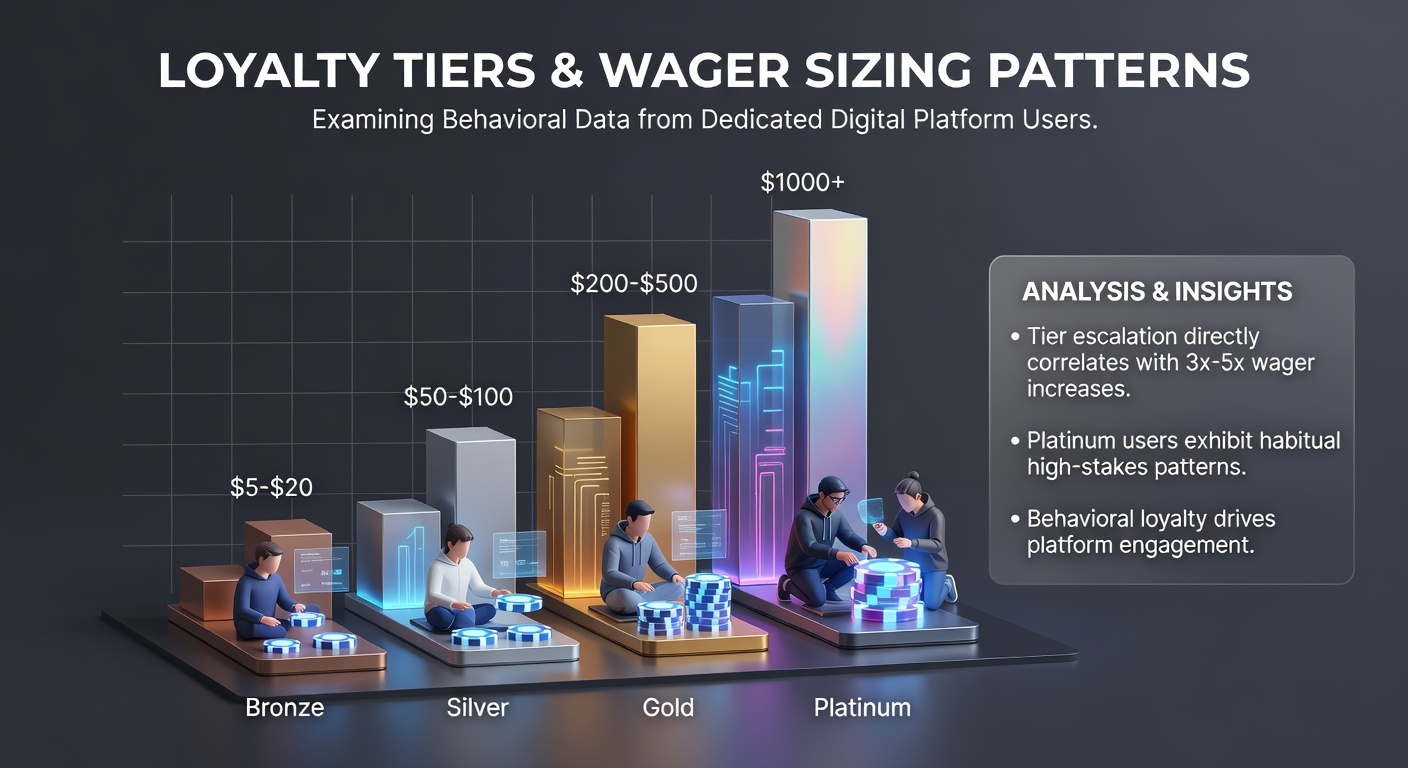 Chart displaying average wager amounts across different loyalty tier levels on digital gaming platforms