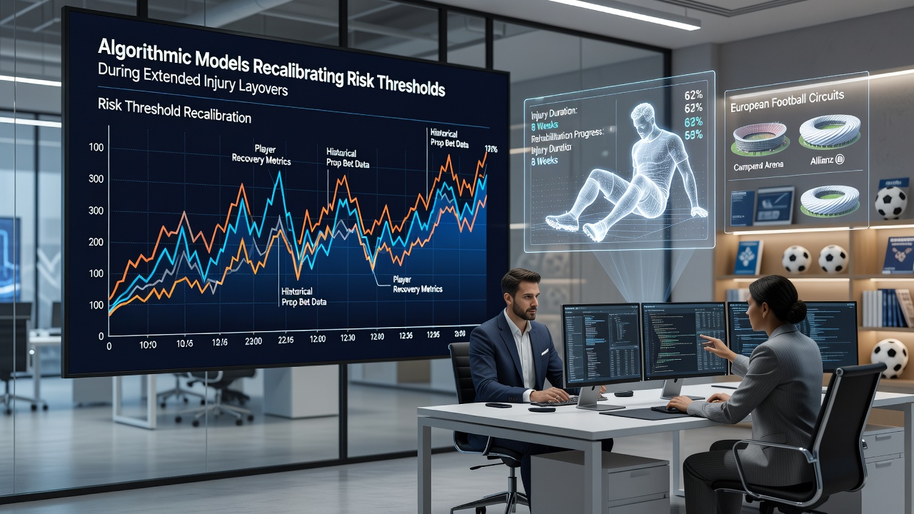 Algorithmic dashboard displaying real-time risk adjustments for soccer prop bets during player injury periods