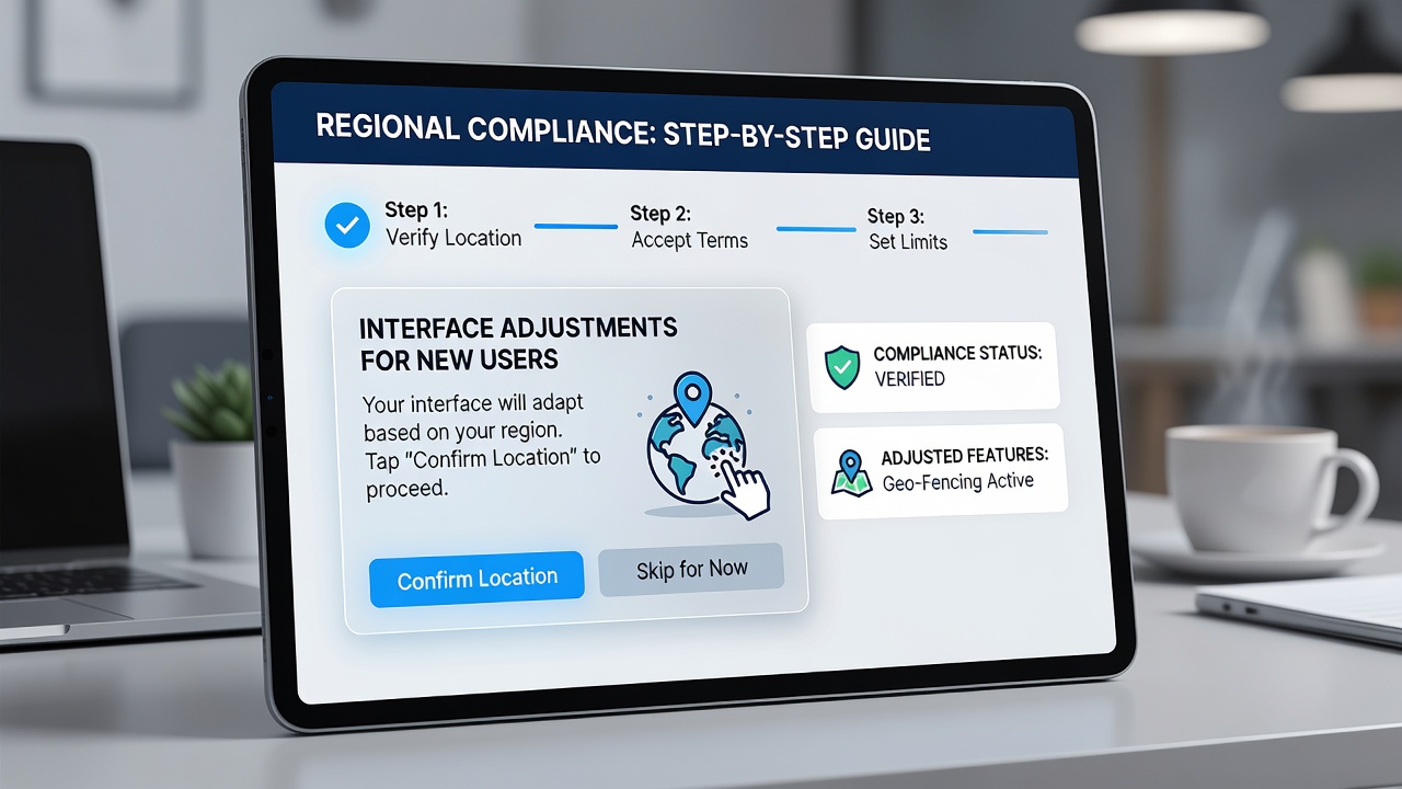 User dashboard displaying verified compliance status alongside available regional promotions and bonus trackers