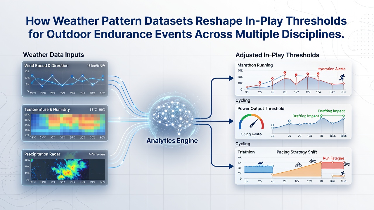 Global endurance event map overlaid with live weather and threshold data